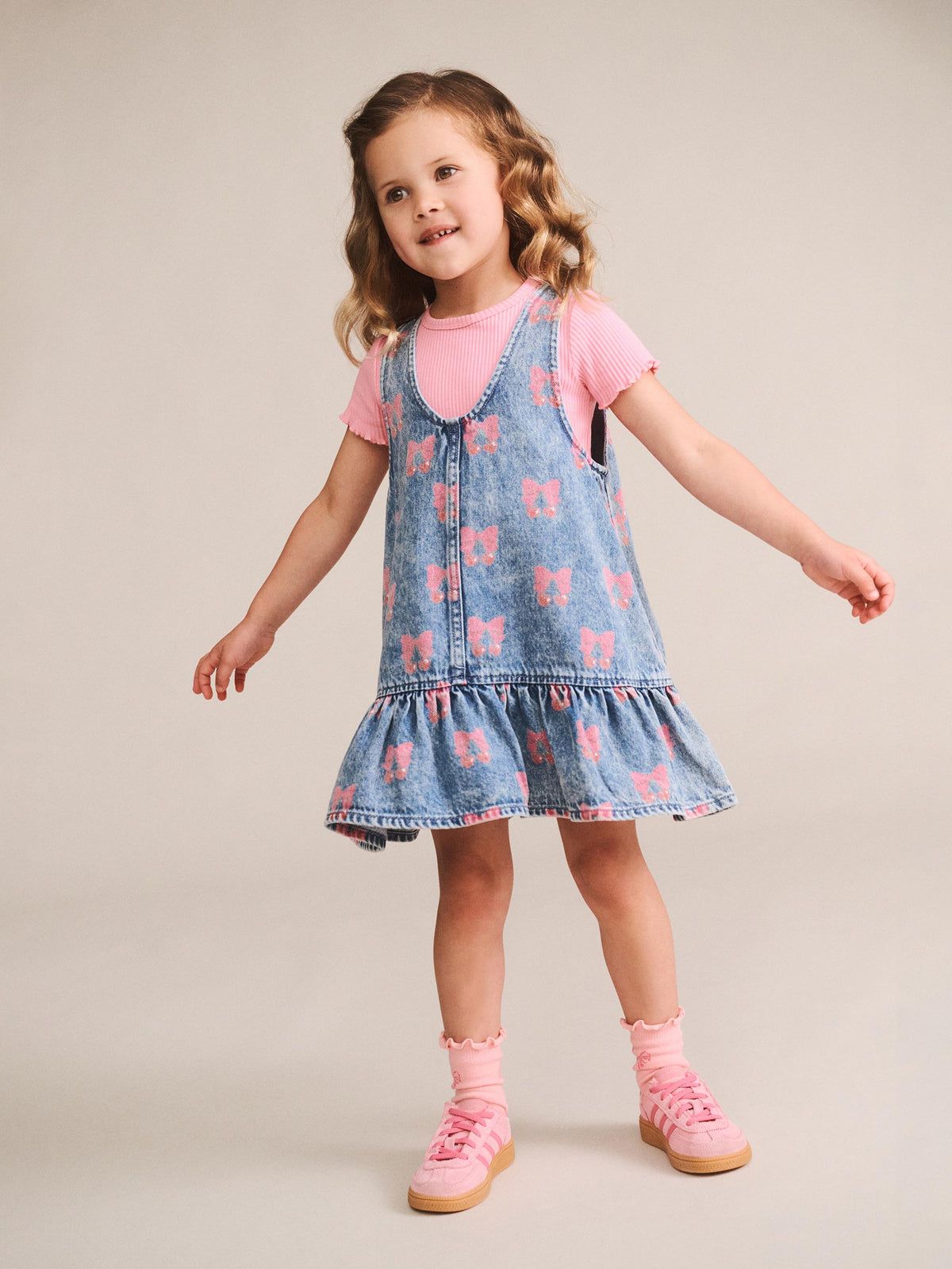 Huxbaby Dreamy Denim Cherry Pinafore - Multi Denim