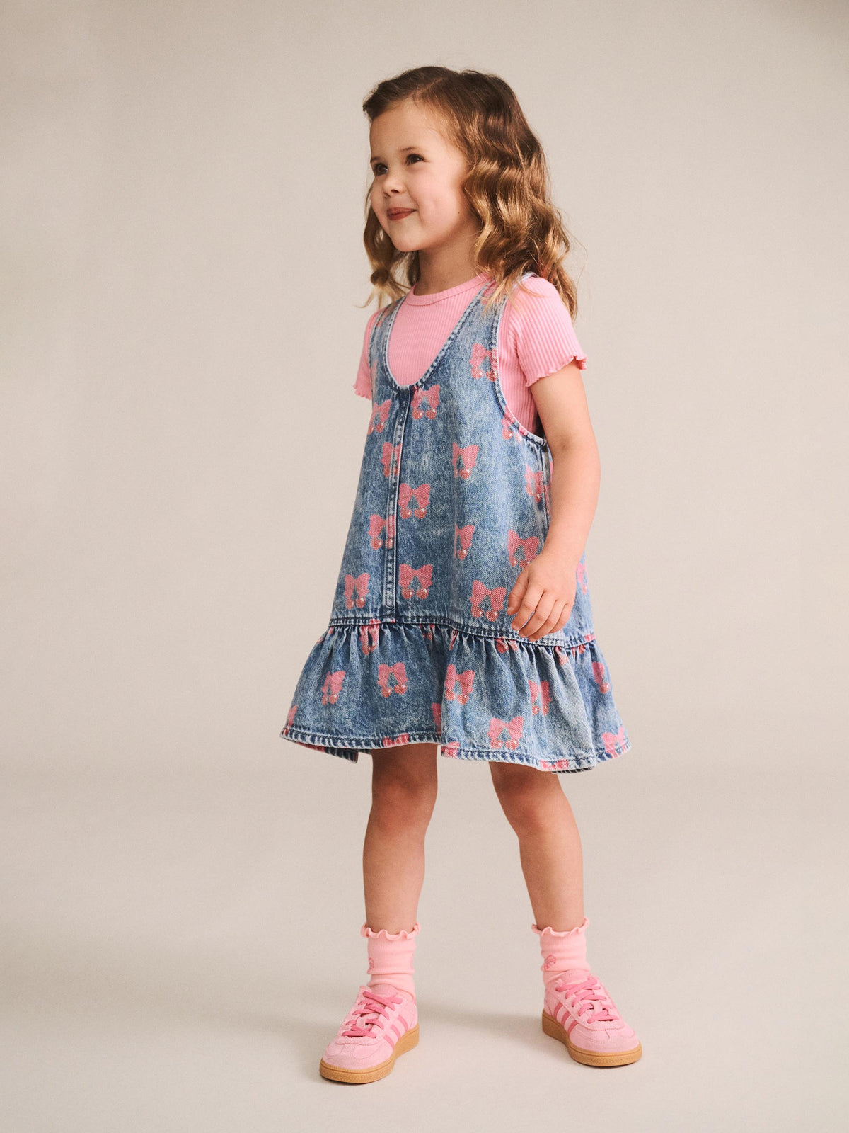 Huxbaby Dreamy Denim Cherry Pinafore - Multi Denim