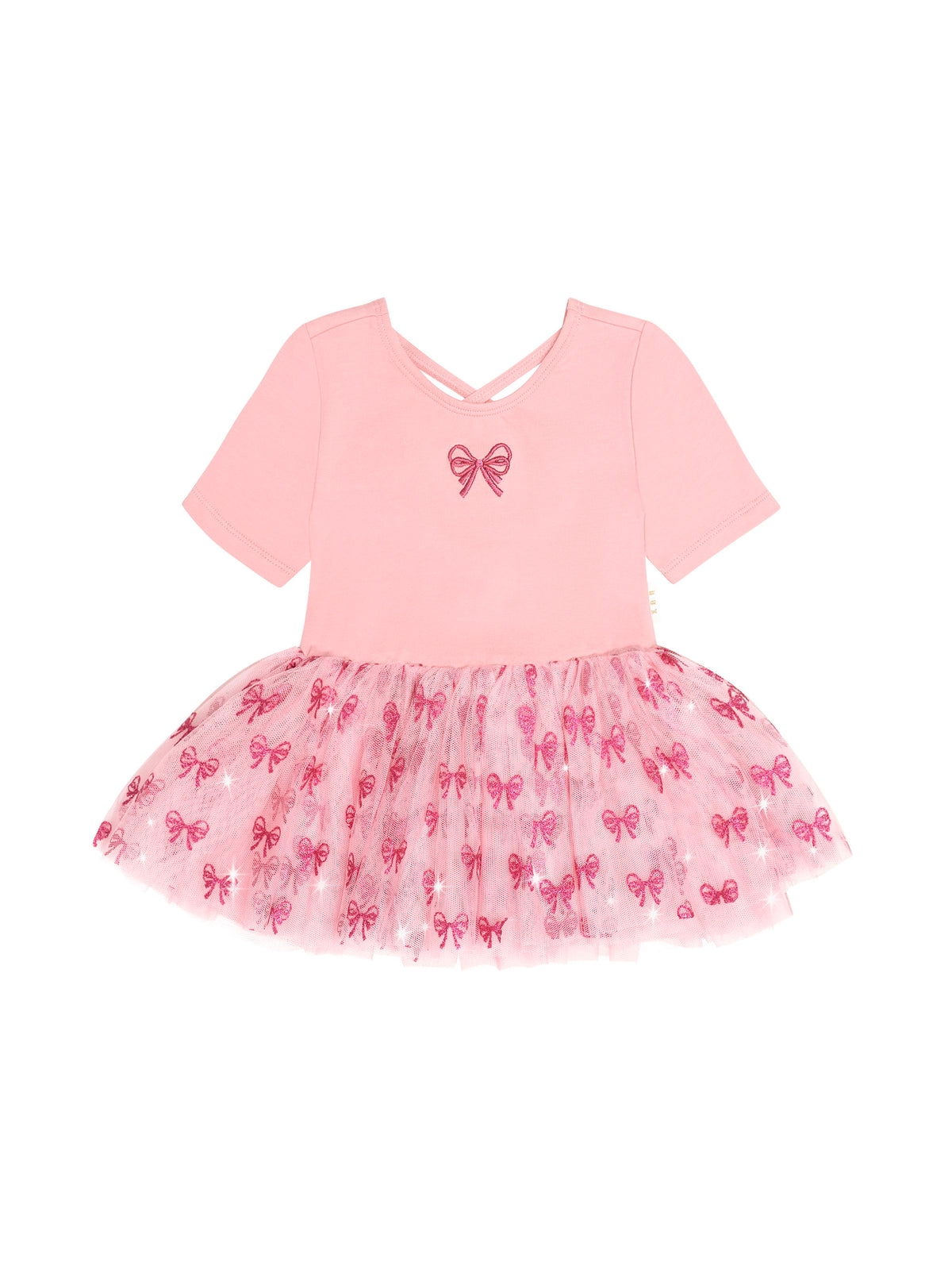 Huxbaby Glitter Bow Tutu Tulle Dress - Vintage Pink
