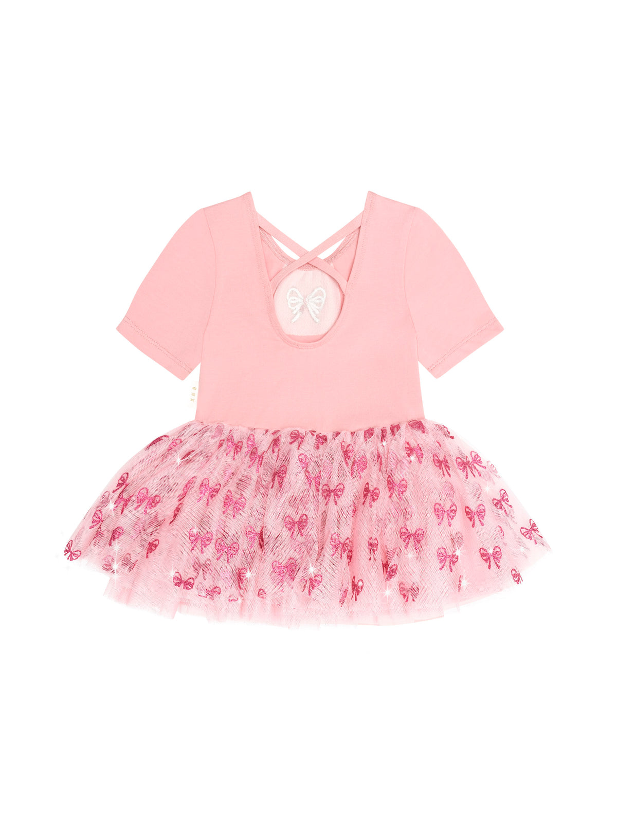 Huxbaby Glitter Bow Tutu Tulle Dress - Vintage Pink