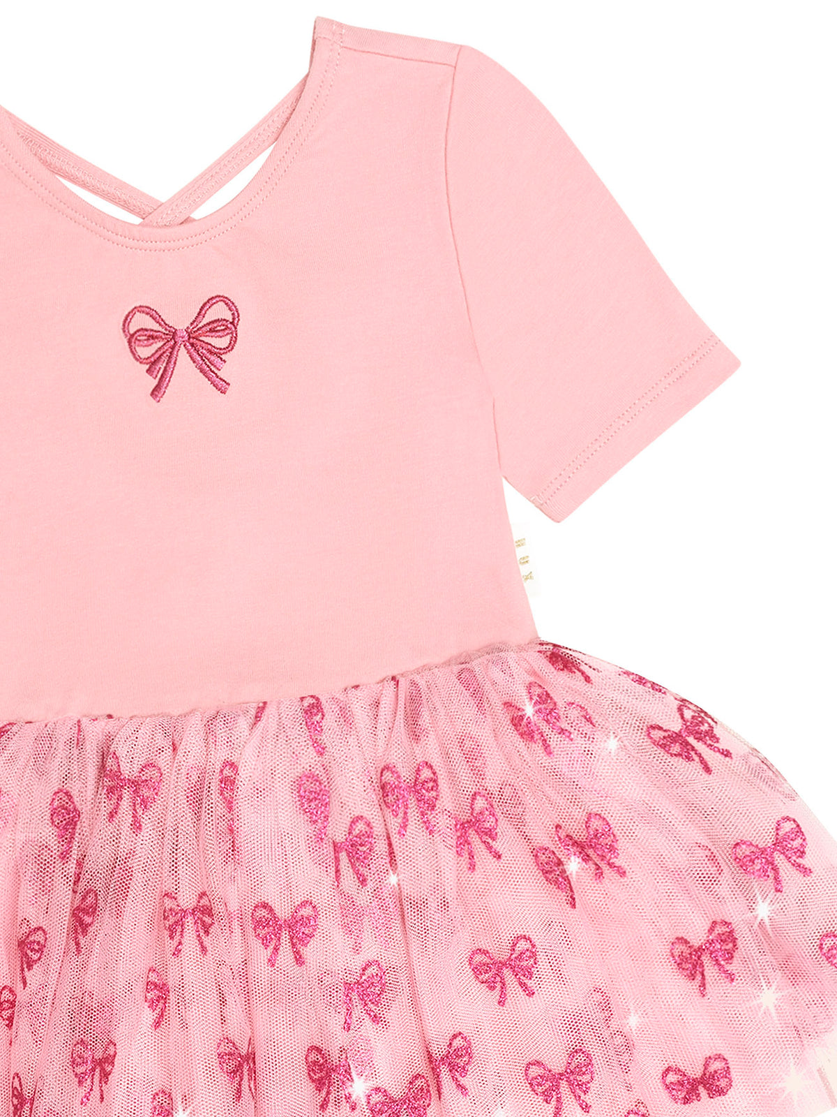 Huxbaby Glitter Bow Tutu Tulle Dress - Vintage Pink
