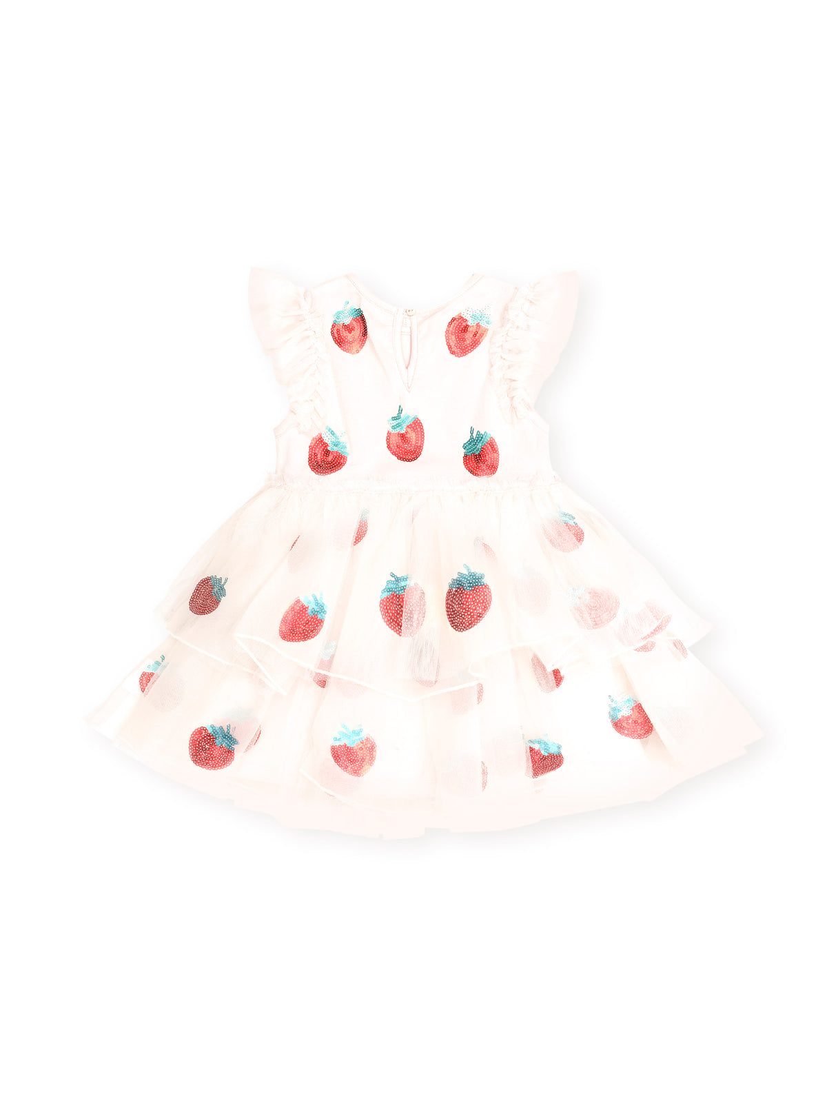 Huxbaby Sequin Strawberry Tulle Dress - Ecru