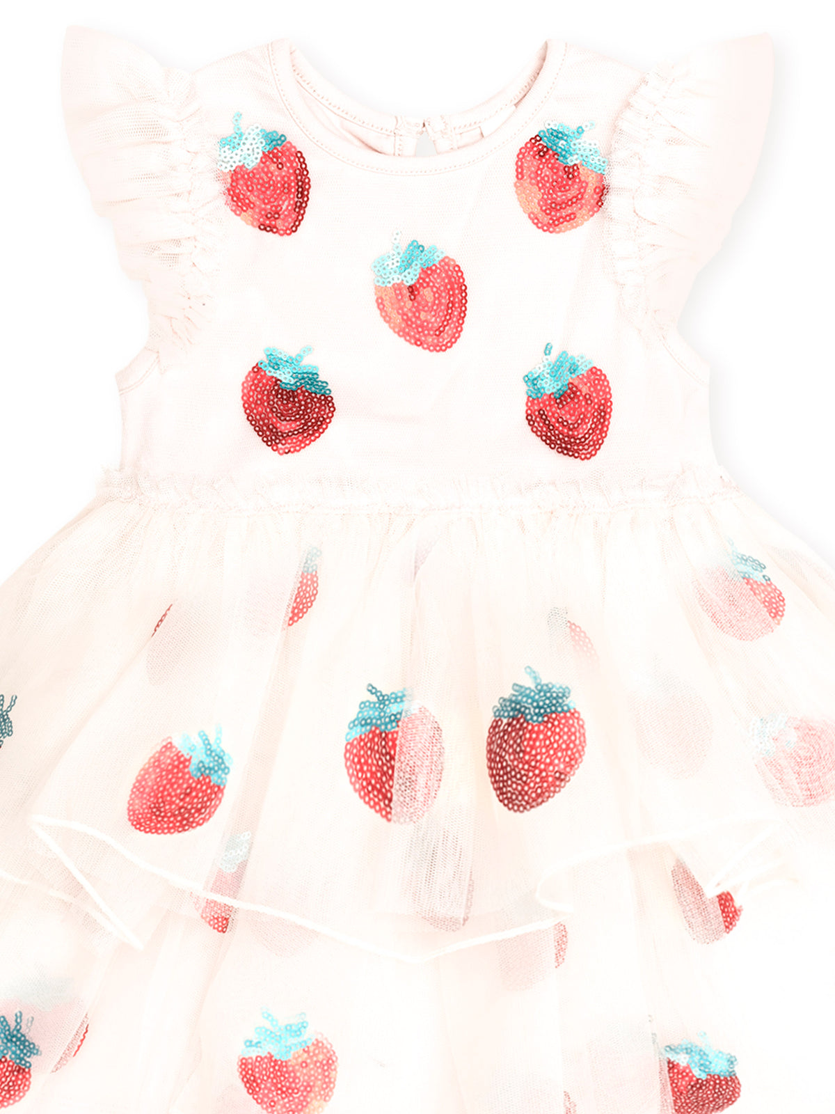 Huxbaby Sequin Strawberry Tulle Dress - Ecru