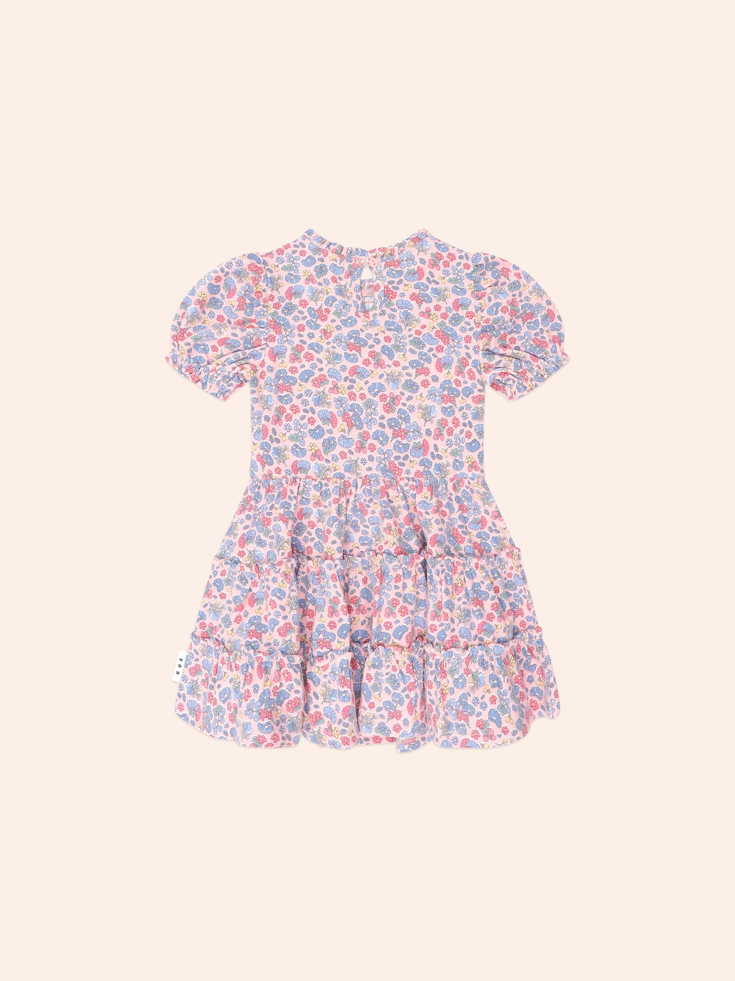 Huxbaby Vintage Floral Puff Sleeve Shirred Dress - Dusty Pink Multi