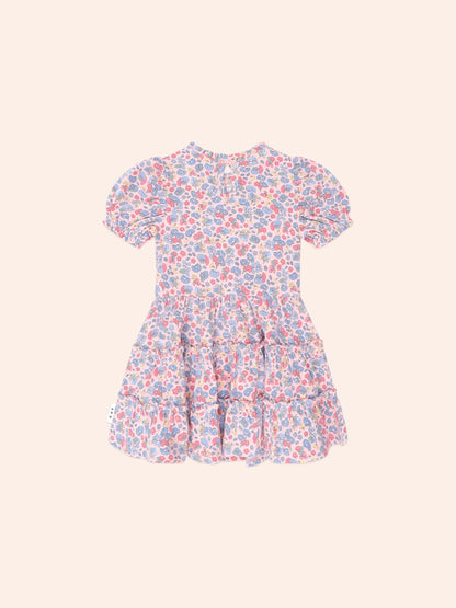 Huxbaby Vintage Floral Puff Sleeve Shirred Dress - Dusty Pink Multi