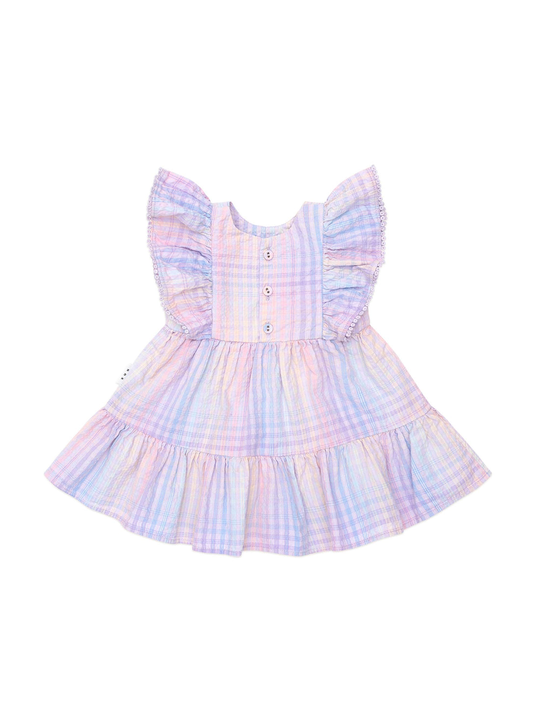 Huxbaby Rainbow Check Frill  Dress - Multi