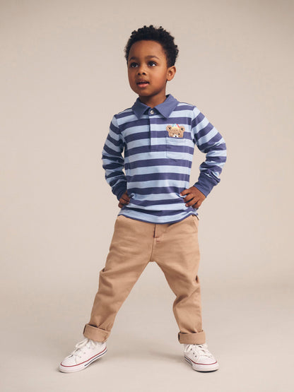Huxbaby Peeping Hux Blue Stripe Polo - Blue