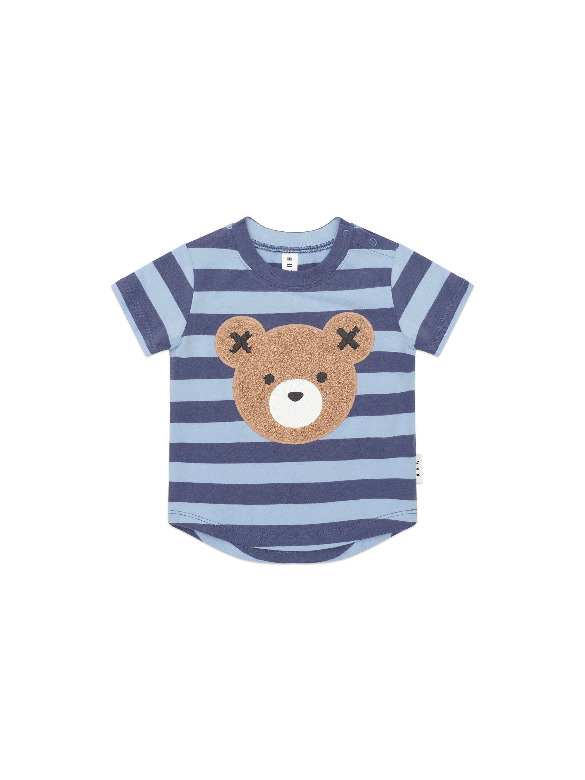 Huxbaby Furry Hux Blue Stripe Bear T-shirt - Blue