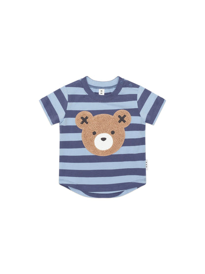 Huxbaby Furry Hux Blue Stripe Bear T-shirt - Blue