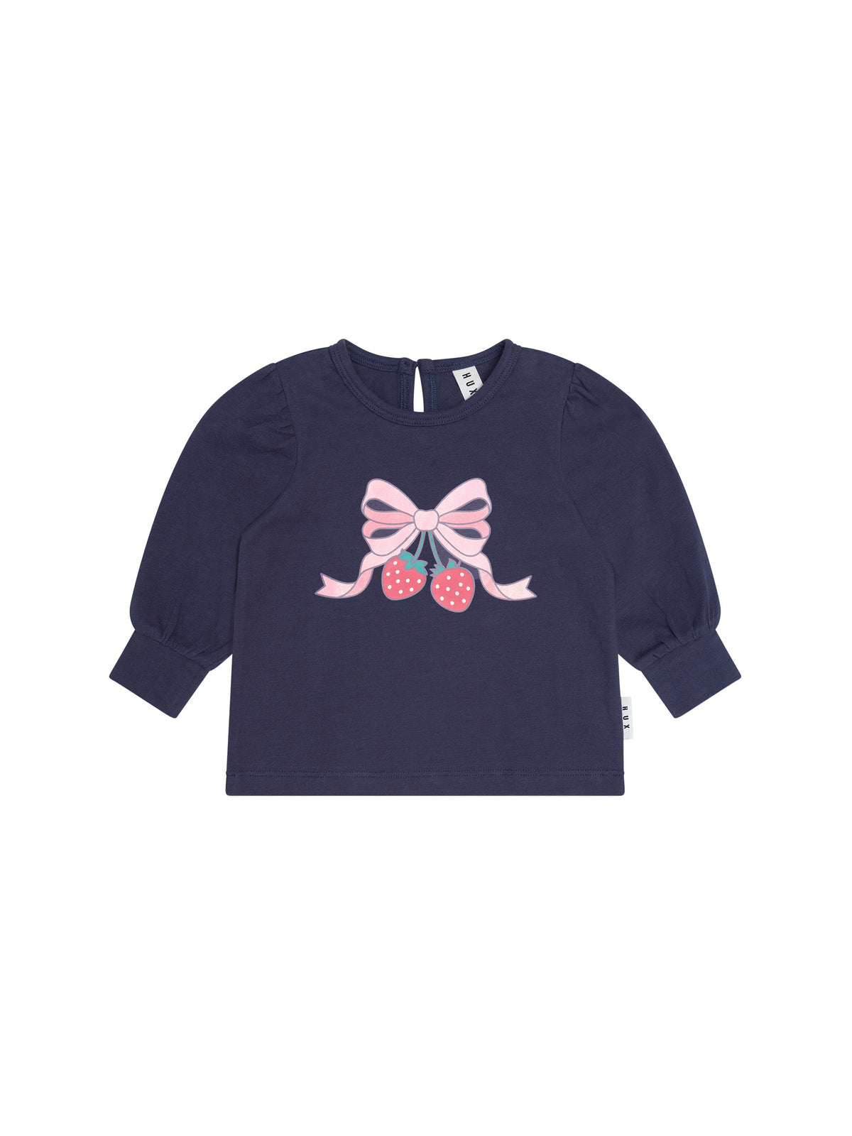 Huxbaby Strawberry Bow Puff Sleeve Top - Ink