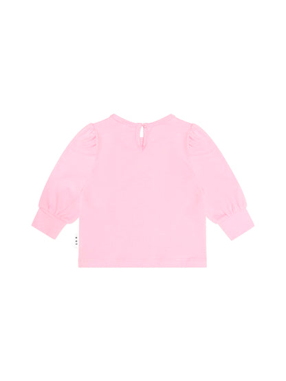 Huxbaby Furry Strawberry Puff Sleeve Top - Strawberry Crème