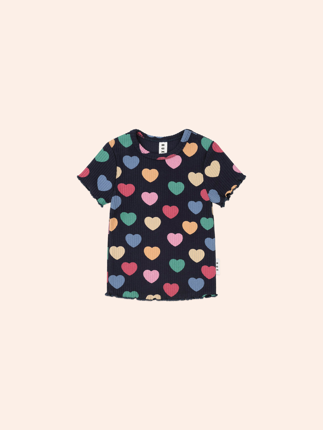 Huxbaby Multi Hearts Rib Tee - Navy Multi