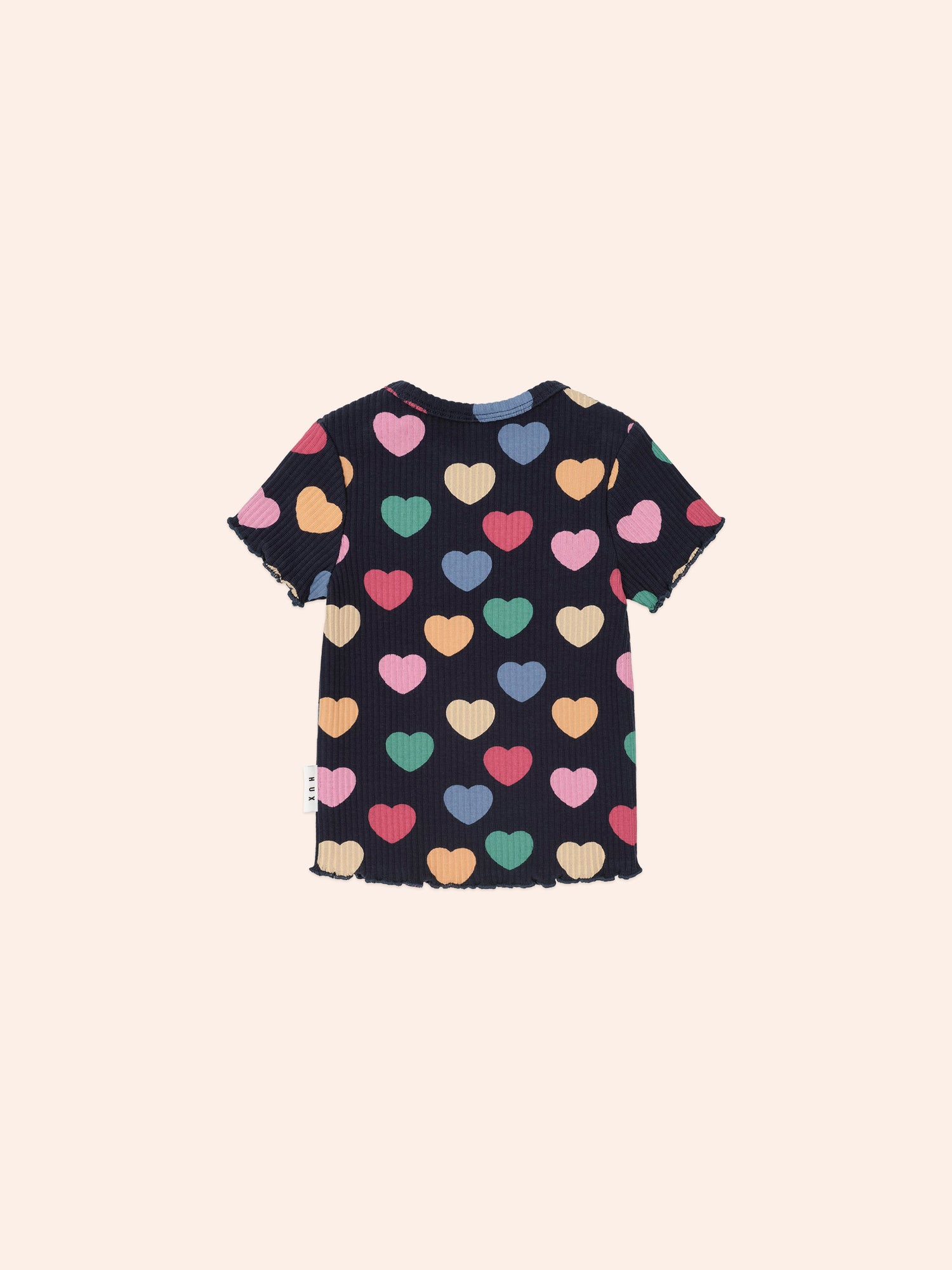 Huxbaby Multi Hearts Rib Tee - Navy Multi