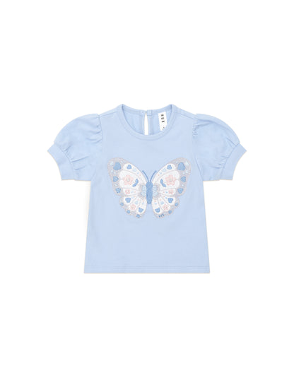 Huxbaby Butterfly Puff Sleeve Top - Celestial Blue