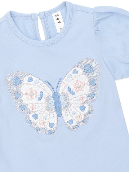 Huxbaby Butterfly Puff Sleeve Top - Celestial Blue
