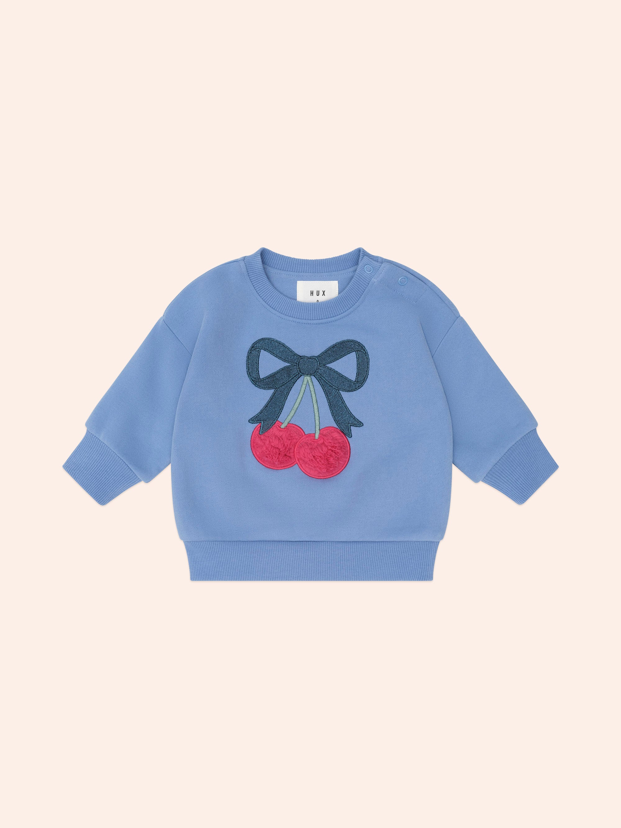 Huxbaby Cherry Bow Sweatshirt - Bijou Blue