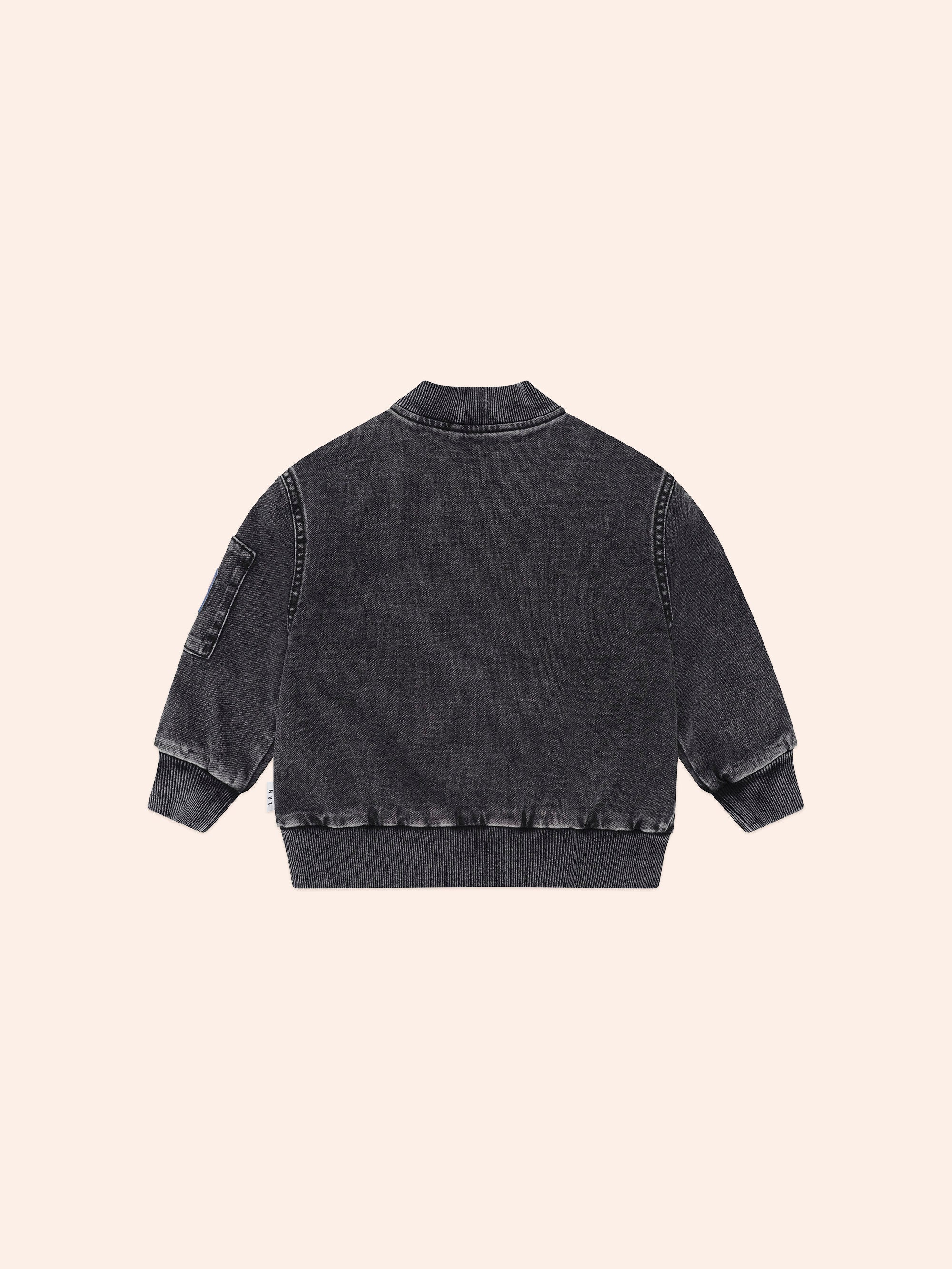 Huxbaby Black Knit Denim Patches Jacket - Denim Black