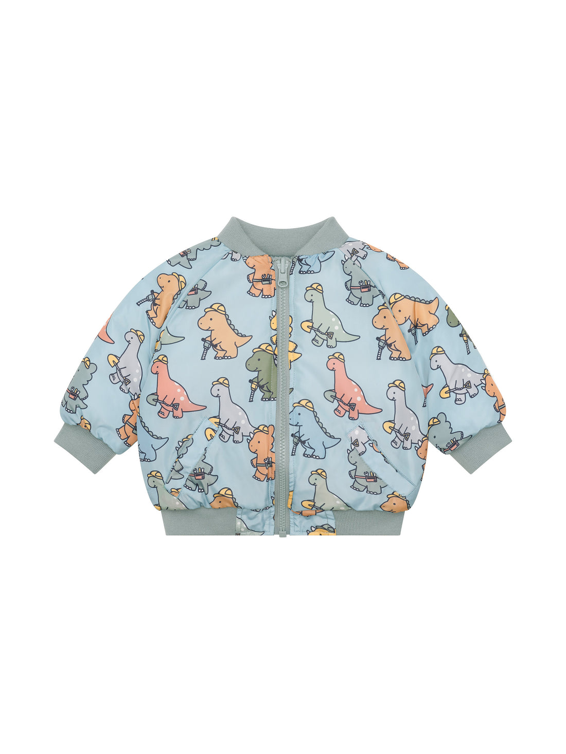 Huxbaby Construction Dinos Reversible Bomber - Mineral Green