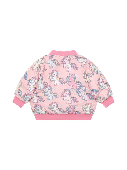 Huxbaby Rainbow Unicorn Reversible Bomber - Bubblegum