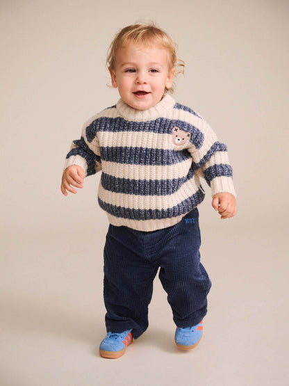 Huxbaby Ink Stripe Hux Emb Sponge Pullover - Ink / Ecru