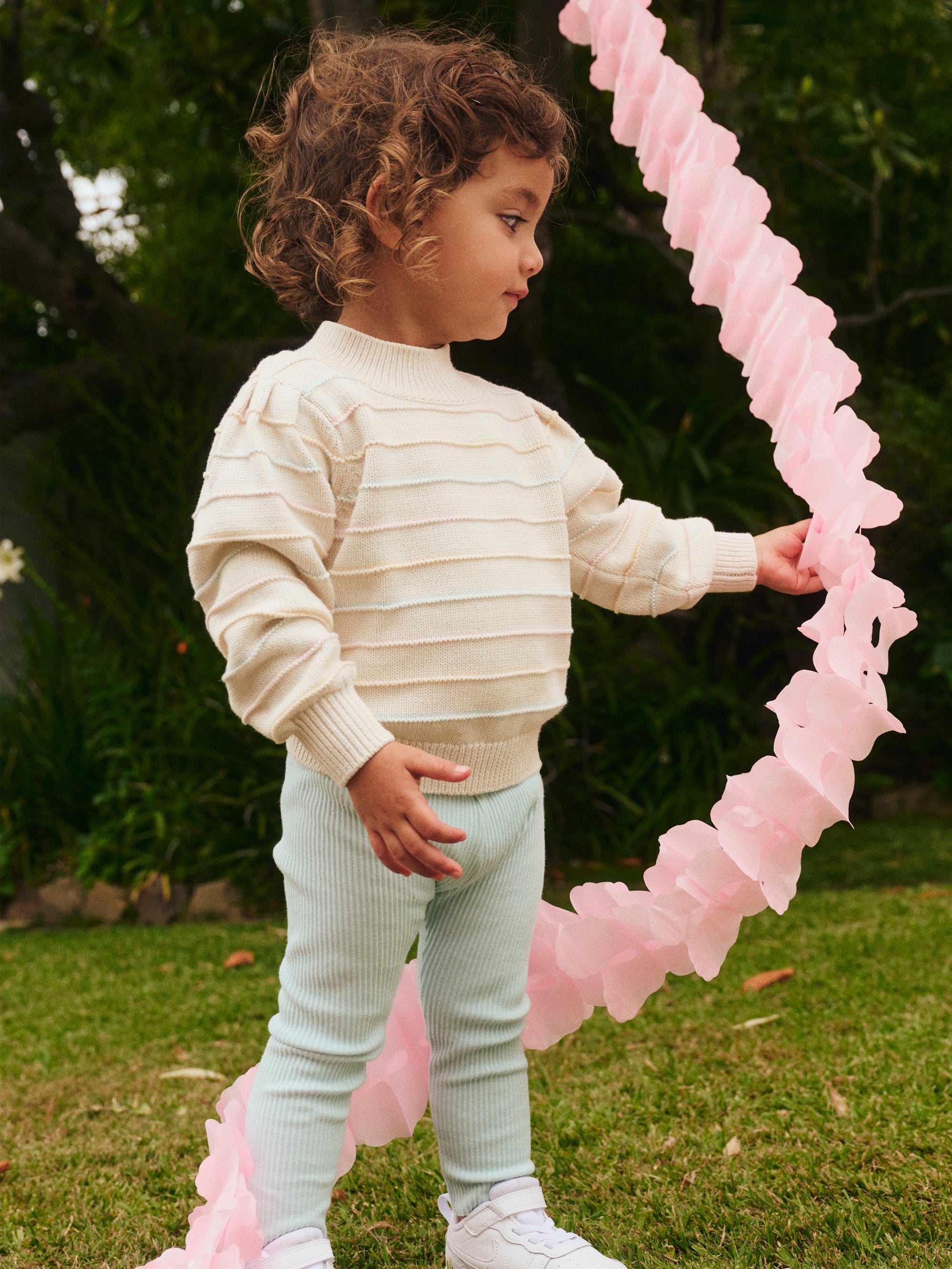 Huxbaby Pastel Stripe Knit Puff Jumper - Multi