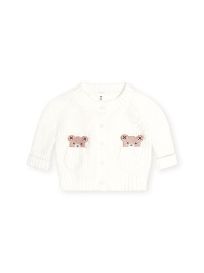 Huxbaby Newborn Peekaboo Hux Cardigan - Almond Milk