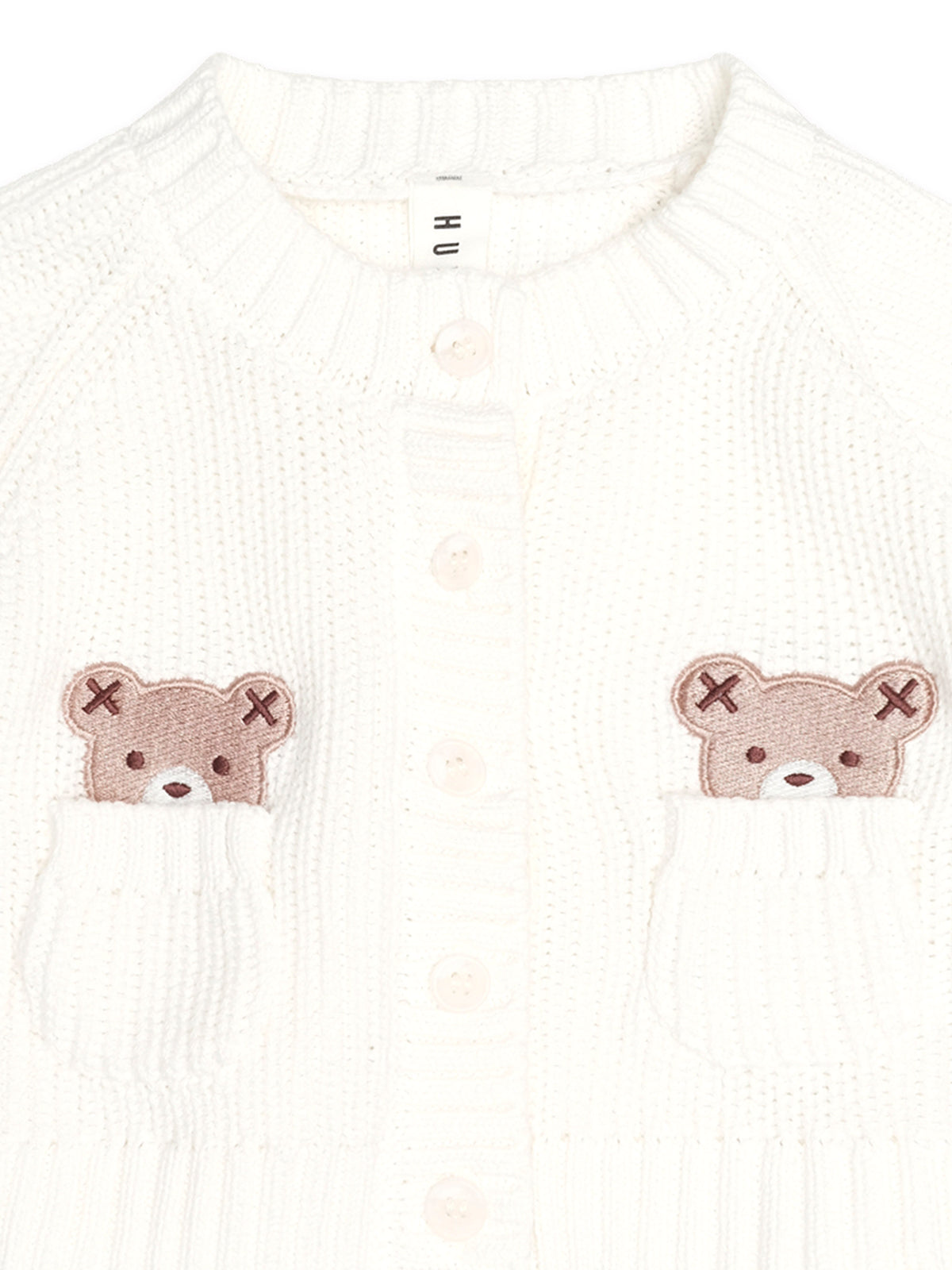 Huxbaby Newborn Peekaboo Hux Cardigan - Almond Milk