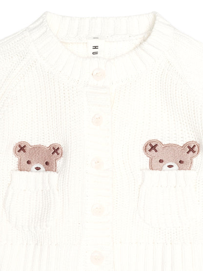 Huxbaby Newborn Peekaboo Hux Cardigan - Almond Milk