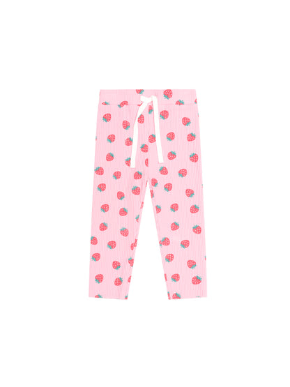 Huxbaby Strawberry Print Rib Legging - Strawberry Print