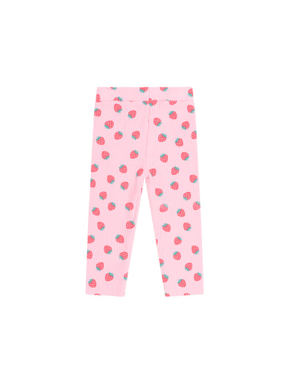 Huxbaby Strawberry Print Rib Legging - Strawberry Print