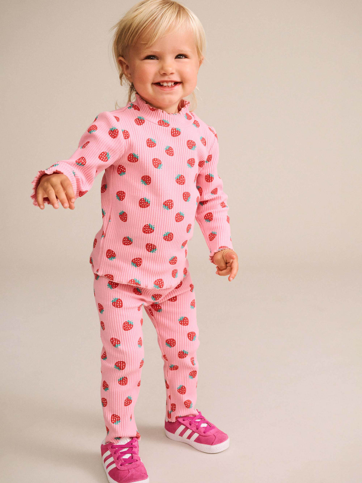 Huxbaby Strawberry Print Rib Legging - Strawberry Print