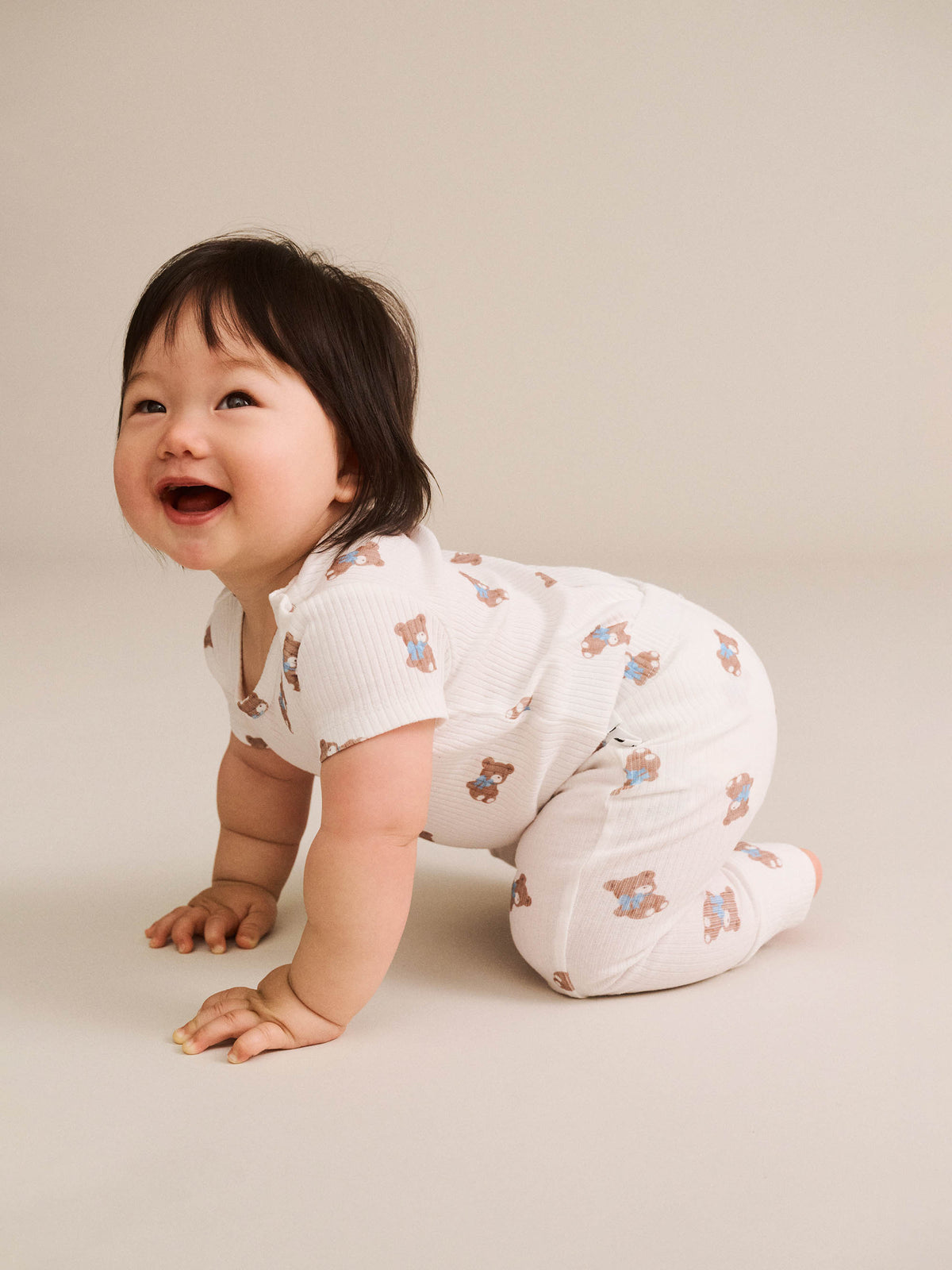 Huxbaby Tumbling Bow Hux Legging - Almond Milk / Blue