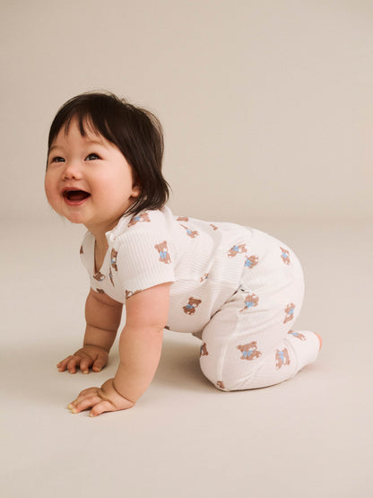 Huxbaby Tumbling Bow Hux Legging - Almond Milk / Blue