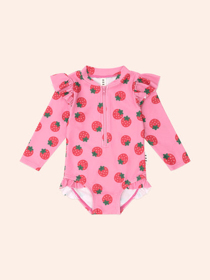 Huxbaby Strawberry Fields Forever Frill Swimsuit - Strawberry
