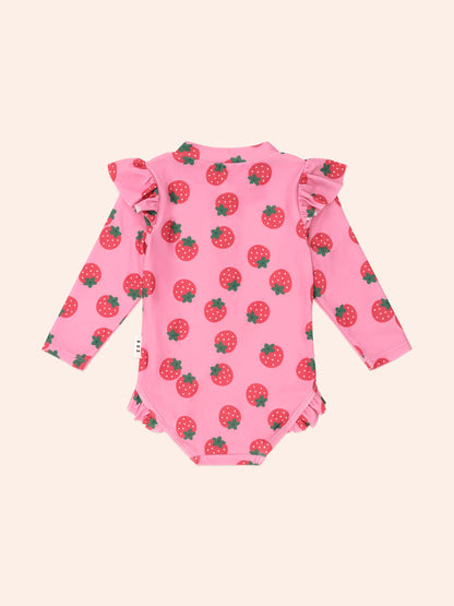 Huxbaby Strawberry Fields Forever Frill Swimsuit - Strawberry