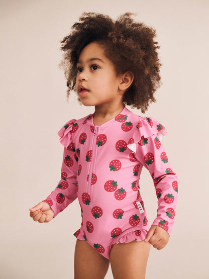 Huxbaby Strawberry Fields Forever Frill Swimsuit - Strawberry