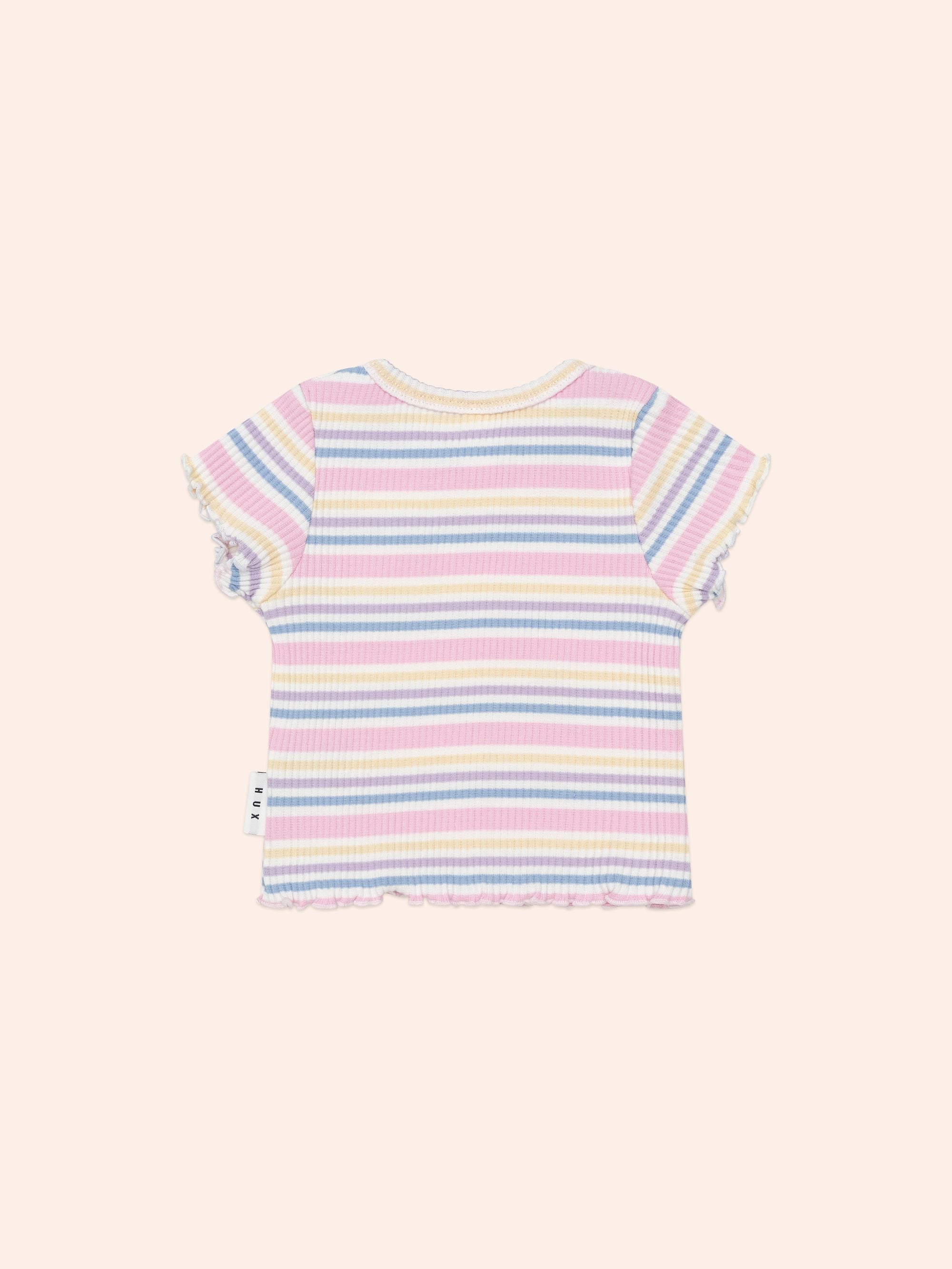 Huxbaby Rainbow Stripe Rib Tee - Multi
