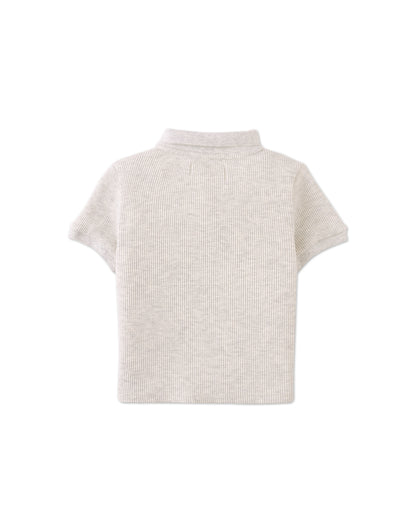 Gingersnaps Baby Keith Waffle Knit Polo Shirt - Gray