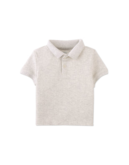 Gingersnaps Baby Keith Waffle Knit Polo Shirt - Gray