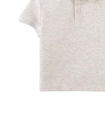 Gingersnaps Baby Keith Waffle Knit Polo Shirt - Gray