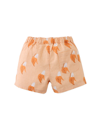 Gingersnaps Baby Thomas Banana Cartoon Print Shorts - Orange