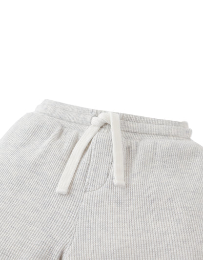 Gingersnaps Baby Eoard Waffle Knit Drawstring Shorts - Gray
