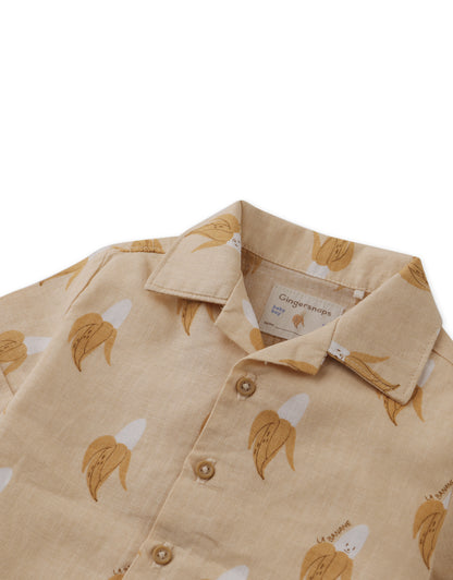 Gingersnaps Baby Ekko Linen Blend Panaman Shirt - Orange