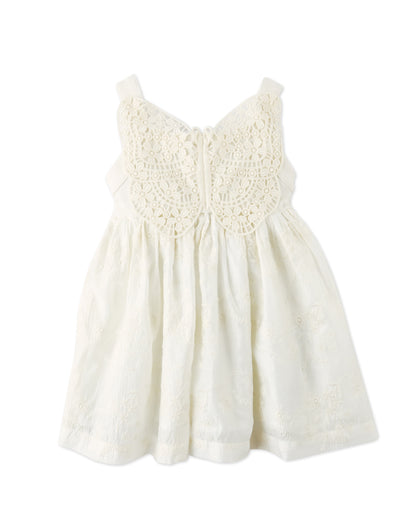 Gingersnaps Baby Gabrielle Eyelet Dress With Crochet Butterfly - Off White