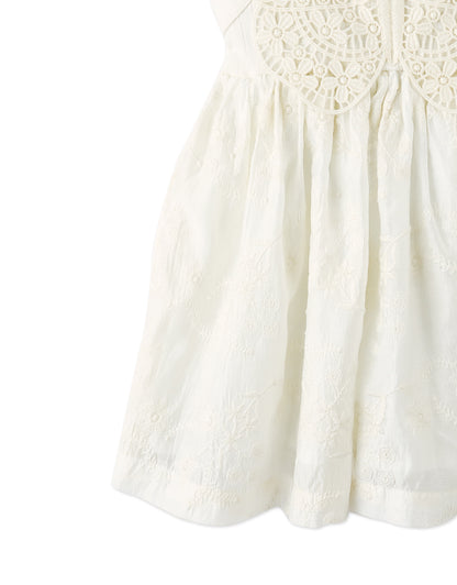 Gingersnaps Baby Gabrielle Eyelet Dress With Crochet Butterfly - Off White