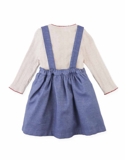 Gingersnaps Baby Margot Pinafore Dress And Tee Set - Blue / Cherry