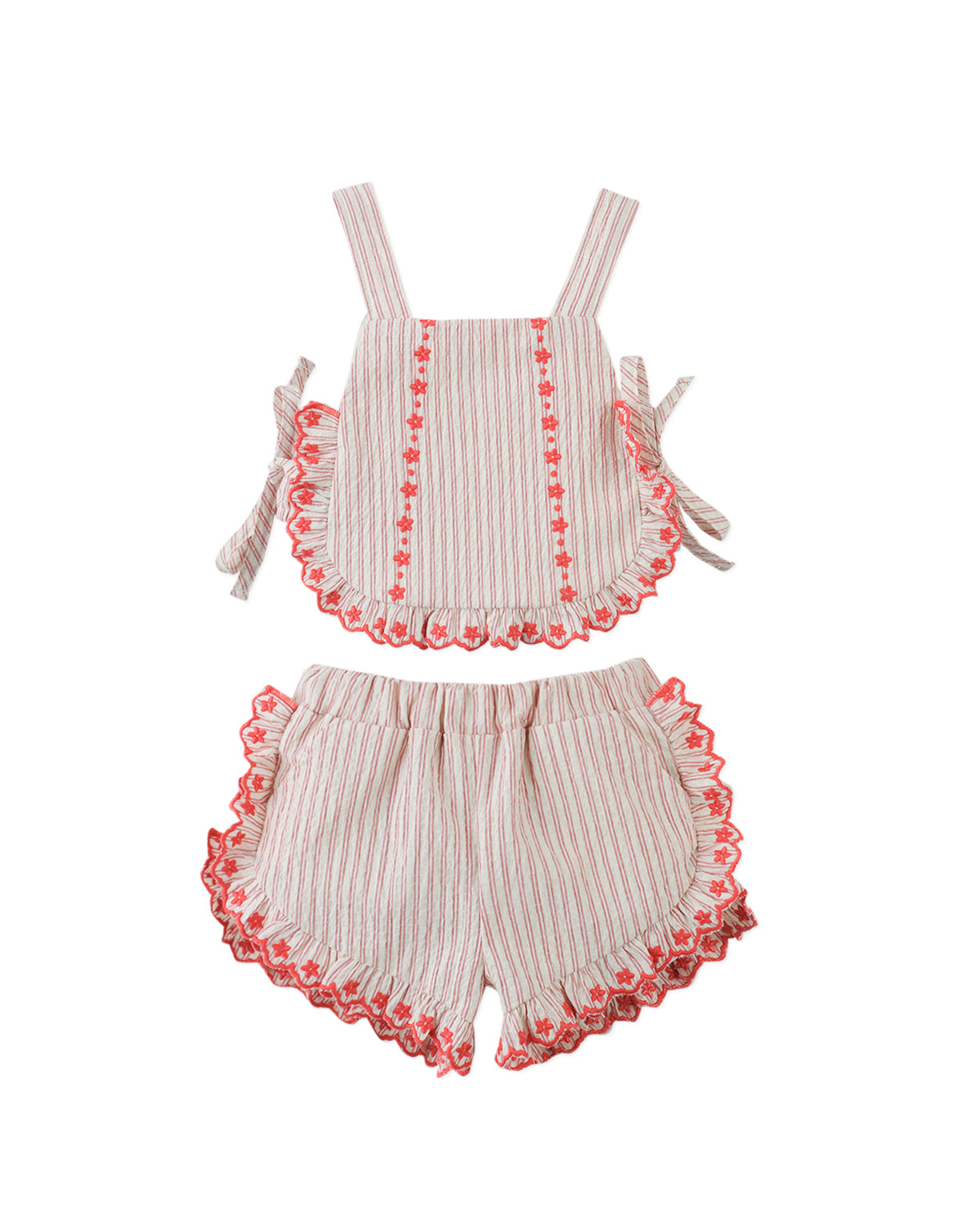 Gingersnaps Baby Juria Apron Blouse &amp; Shorts Set With Scallop - Red