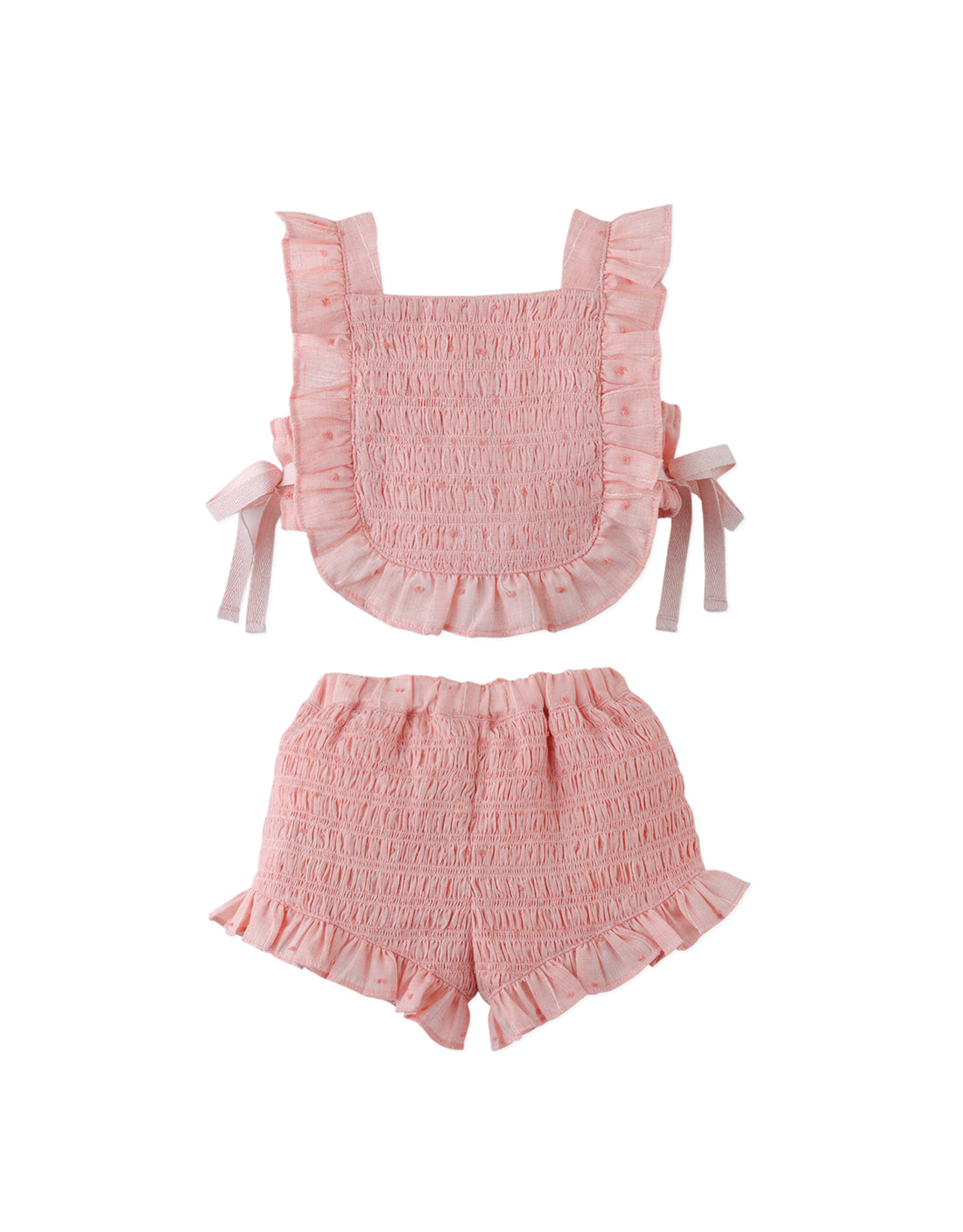 Gingersnaps Baby Alexa Textured Blouse &amp; Short Set With Bows - Pink