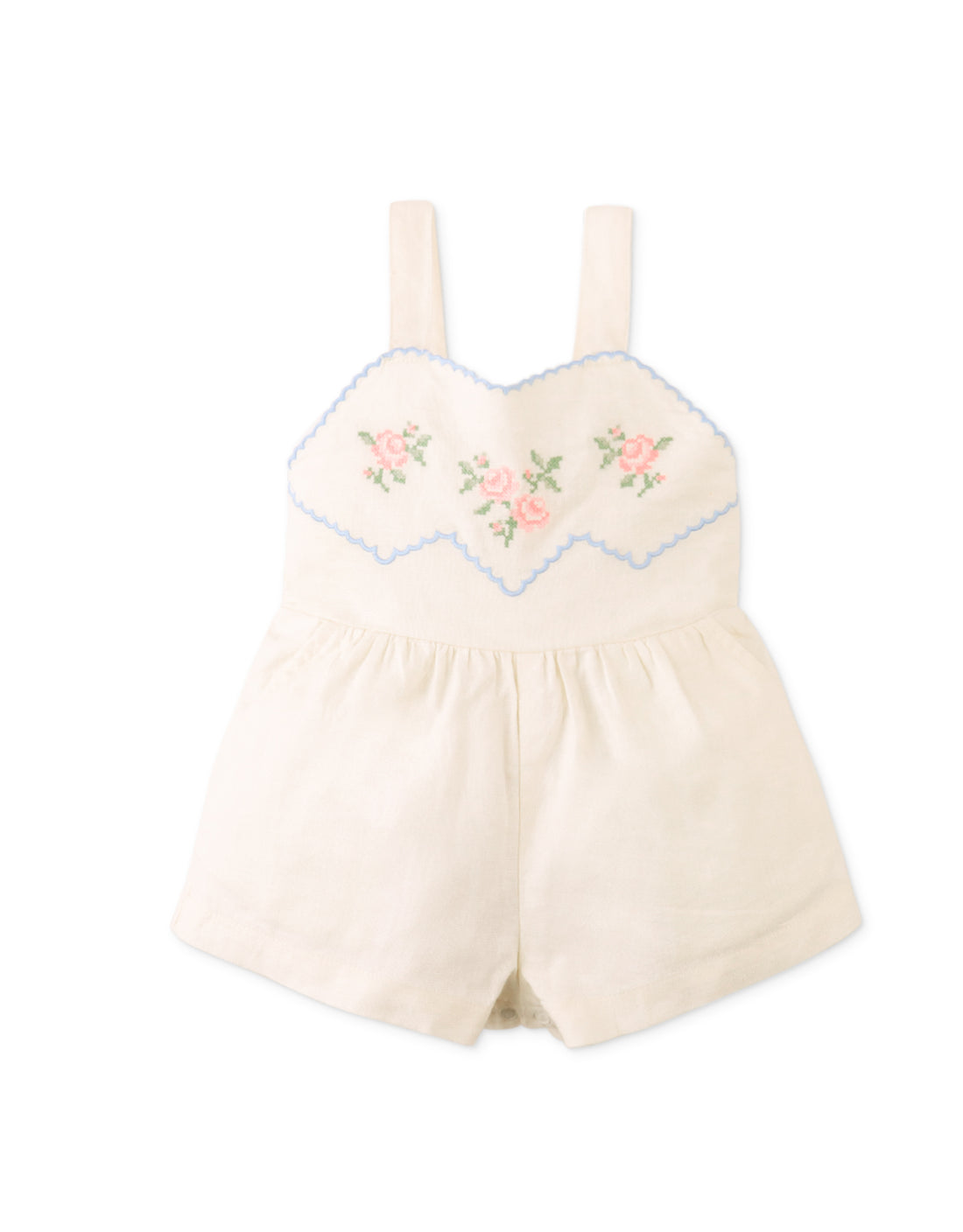 Gingersnaps Baby Genny Playsuit With Emroidered Bib - Off White