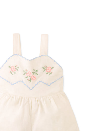 Gingersnaps Baby Genny Playsuit With Emroidered Bib - Off White